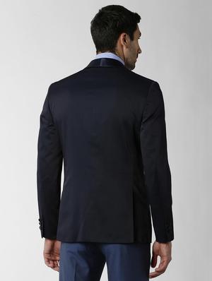 blue solid tuxedos casual blazer - 16106931 - Standard Image - 3