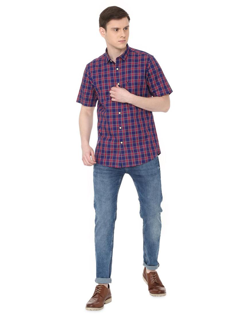 blue checkered casual shirt - 16107018 - Zoom Image - 3