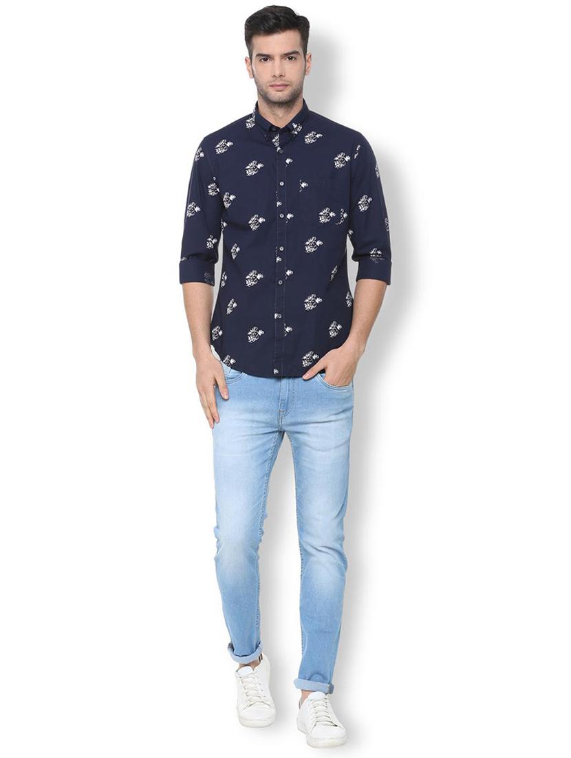 navy blue printed casual shirt - 16107101 - Zoom Image - 3