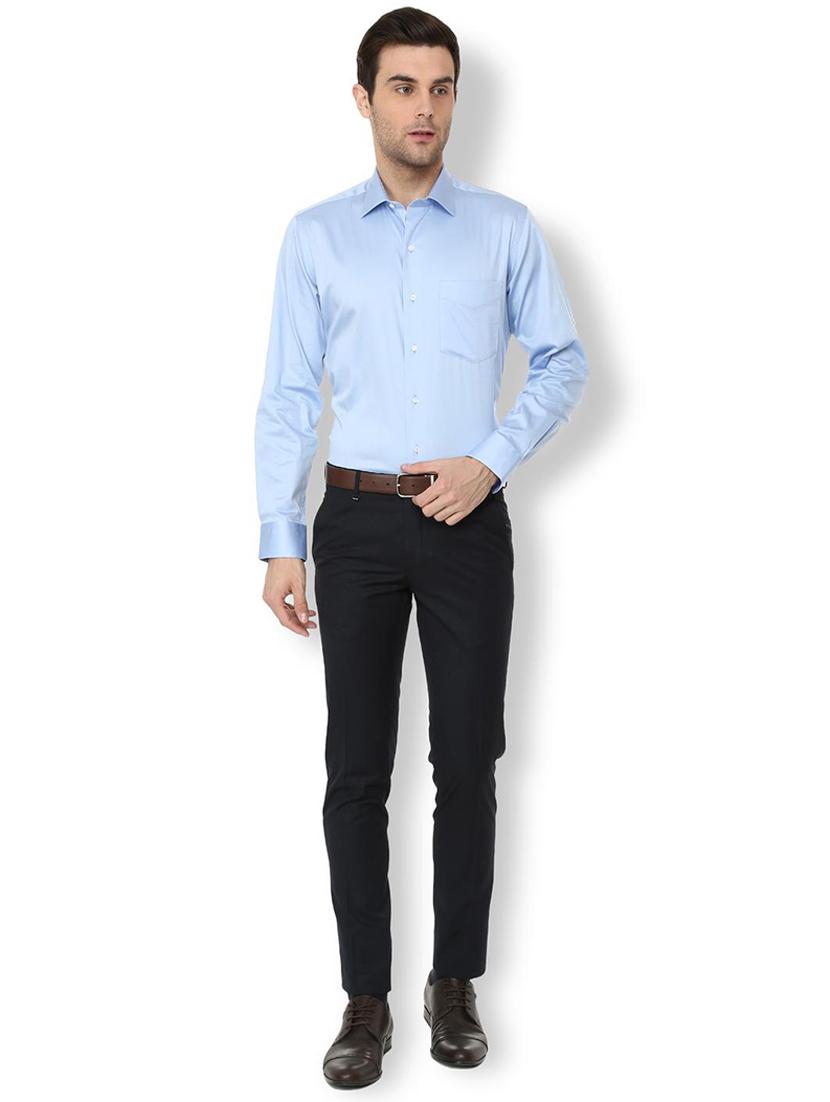 blue solid formal shirt - 16107145 - Zoom Image - 3