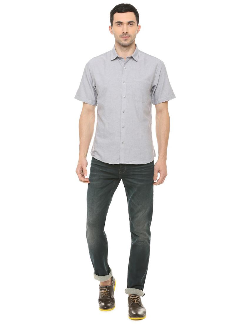 grey solid casual shirt - 16107146 - Zoom Image - 3