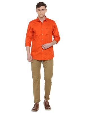 orange solid casual shirt - 16107182 - Standard Image - 3