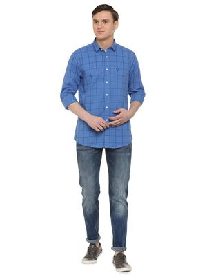 blue checkered casual shirt - 16107205 - Standard Image - 3