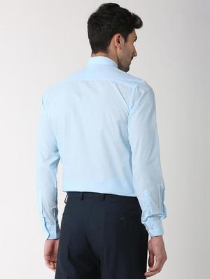 blue solid formal shirt - 16107218 - Standard Image - 3