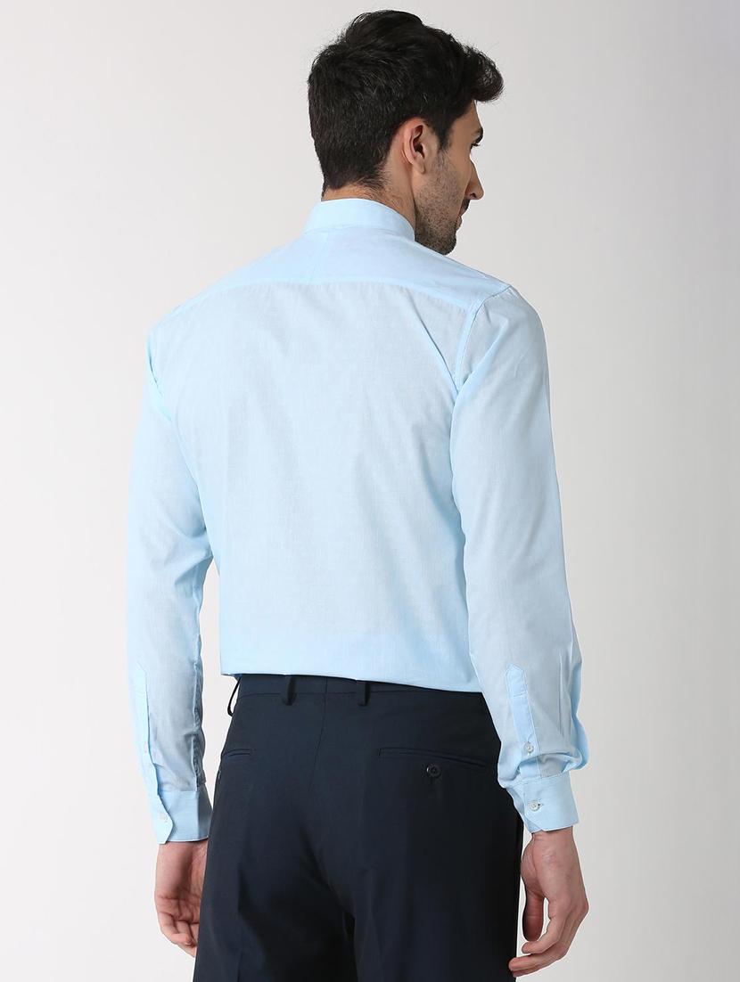 blue solid formal shirt - 16107218 - Zoom Image - 3