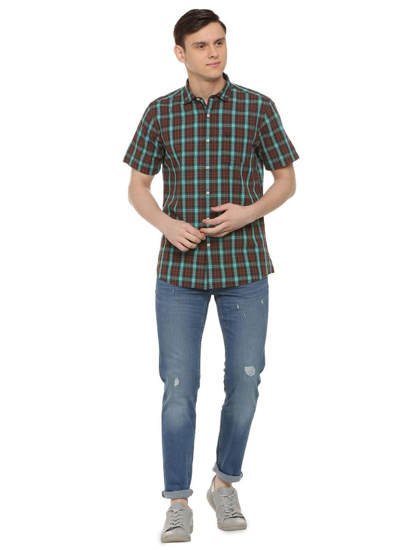 brown checkered casual shirt - 16107225 - Zoom Image - 3