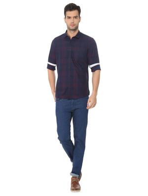 navy blue checkered casual shirt - 16107252 - Standard Image - 3