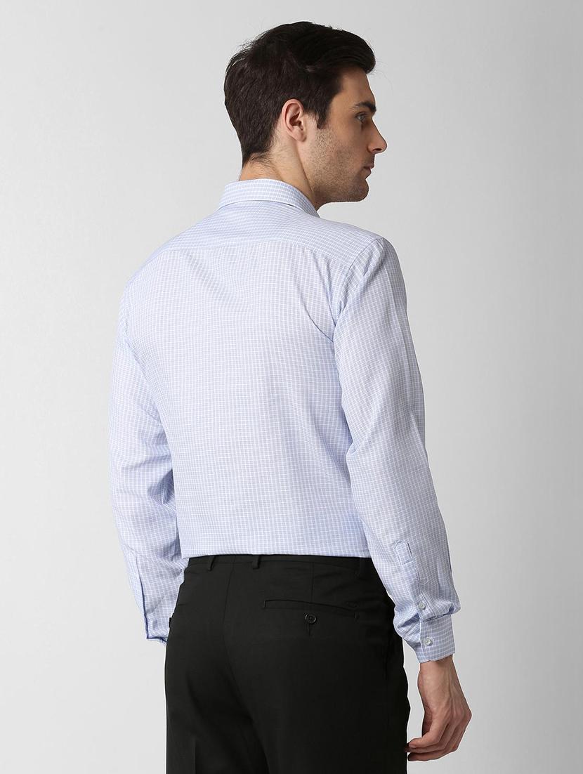 blue checkered formal shirt - 16107316 - Zoom Image - 3