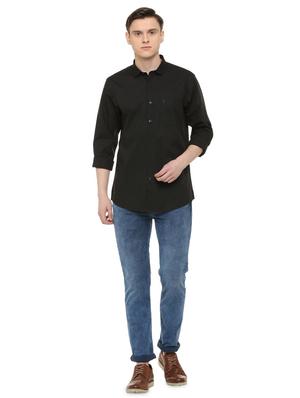 black solid casual shirt - 16107322 - Standard Image - 3
