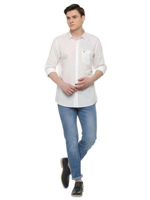 white solid casual shirt - 16107324 - Standard Image - 3
