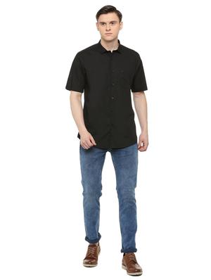 black solid casual shirt - 16107343 - Standard Image - 3