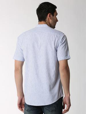 blue striped casual shirt - 16107399 - Standard Image - 3