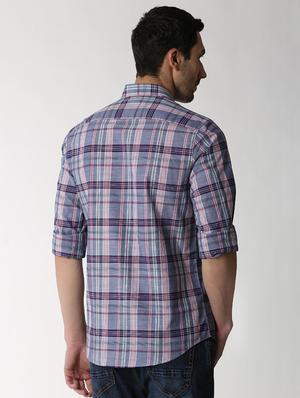 blue checkered casual shirt - 16107404 - Standard Image - 3