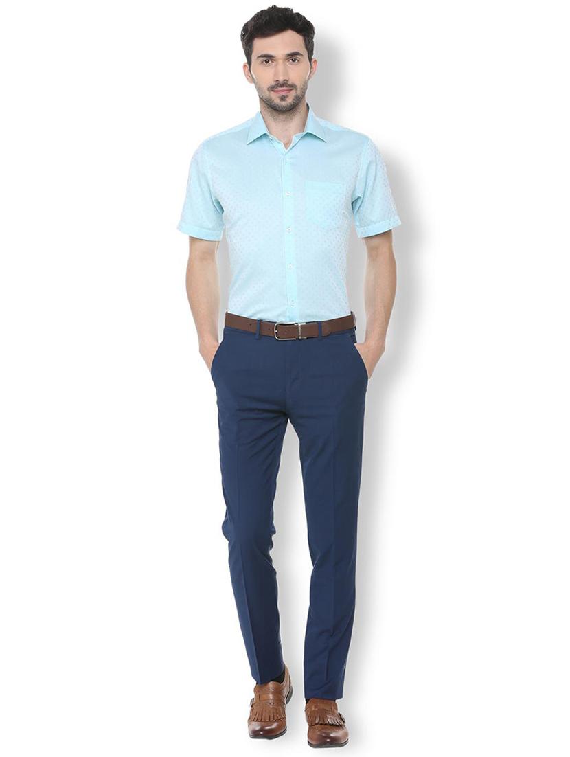 light blue printed formal shirt - 16107433 - Zoom Image - 3