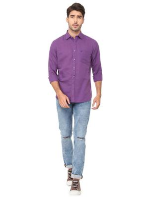 purple solid casual shirt - 16107461 - Standard Image - 3