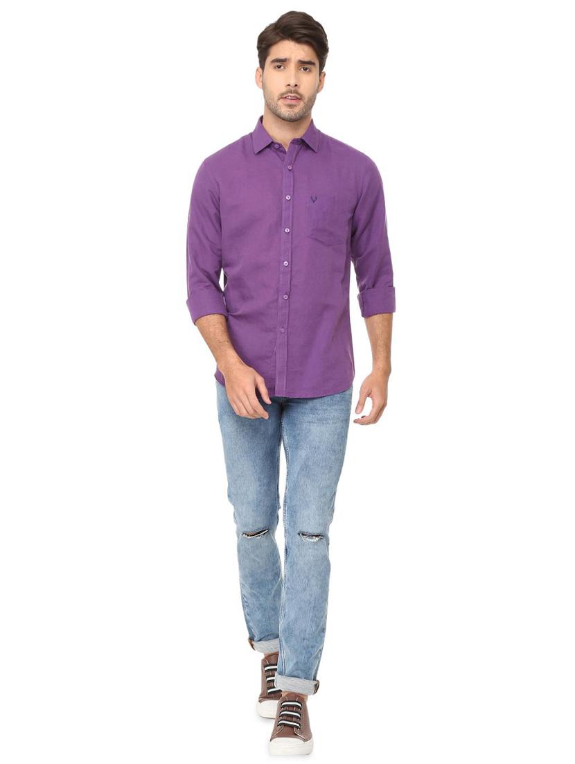 purple solid casual shirt - 16107461 - Zoom Image - 3