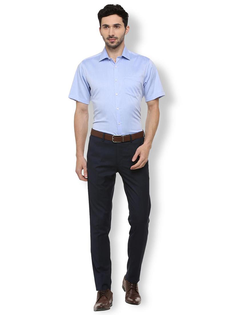 blue solid formal shirt - 16107462 - Zoom Image - 3