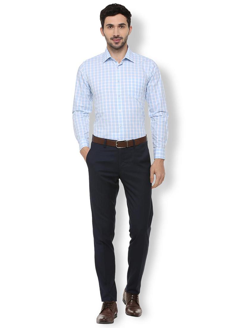 blue checkered formal shirt - 16107466 - Zoom Image - 3