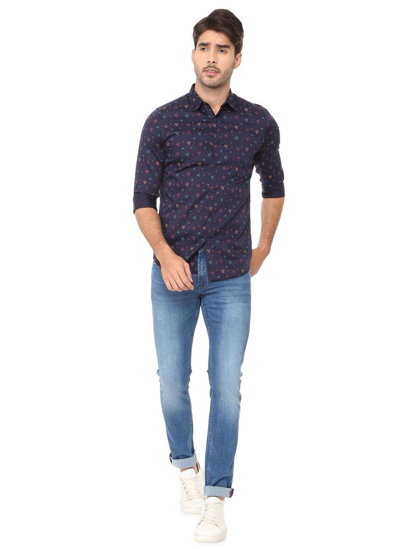 navy blue printed casual shirt - 16107482 - Zoom Image - 3