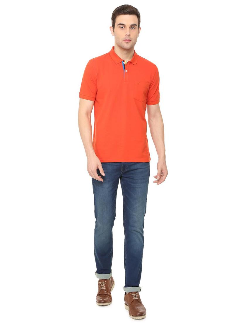 orange solid polo t-shirt - 16107574 - Zoom Image - 3