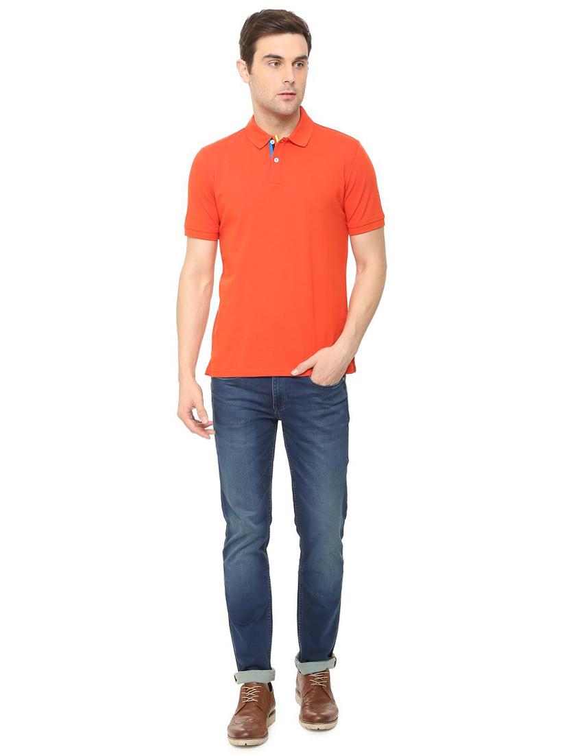 orange solid polo t-shirt - 16107579 - Zoom Image - 3
