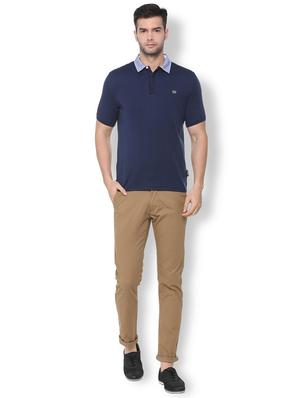 navy blue solid polo t-shirt - 16107648 - Standard Image - 3