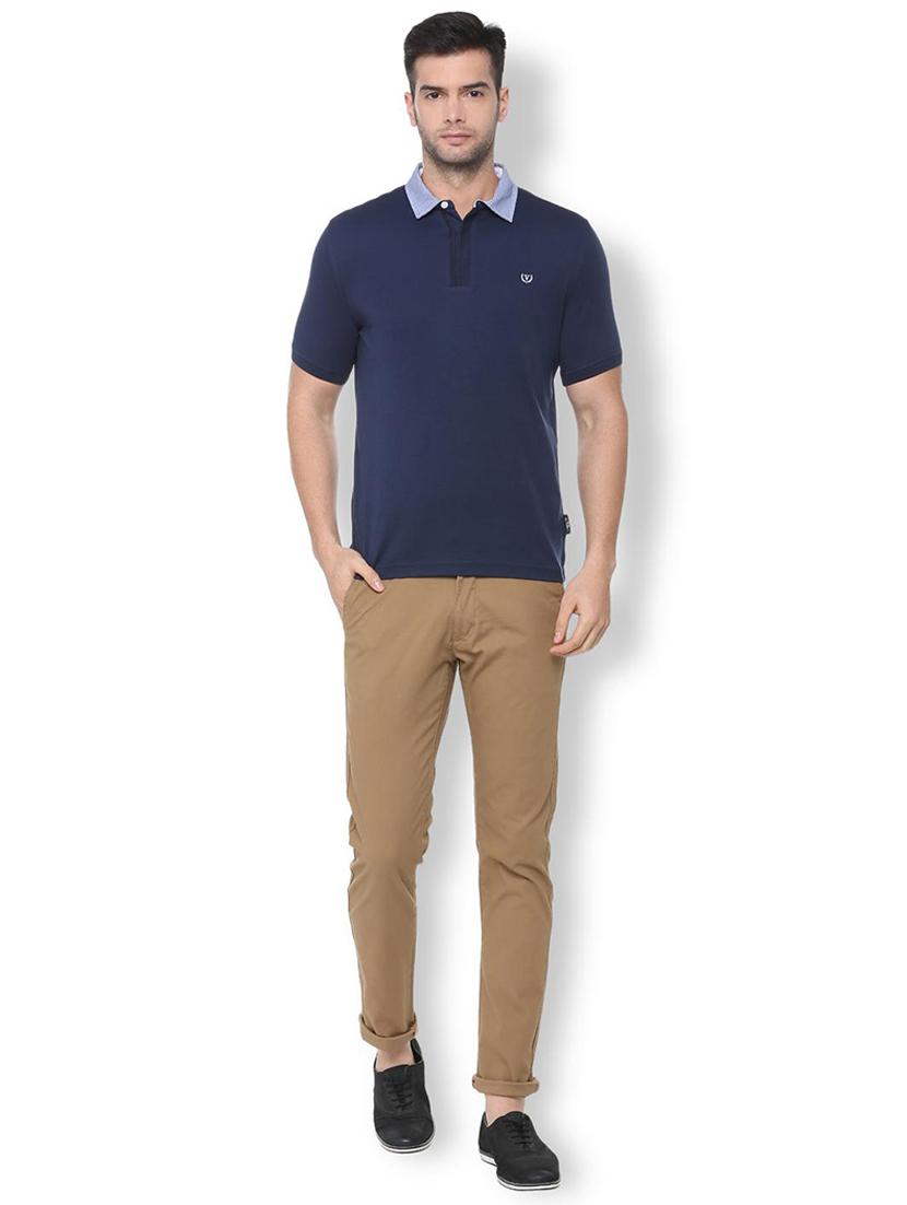 navy blue solid polo t-shirt - 16107648 - Zoom Image - 3