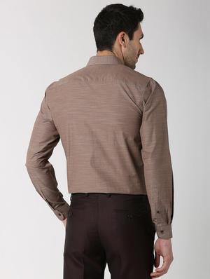 brown solid formal shirt - 16107784 - Standard Image - 3