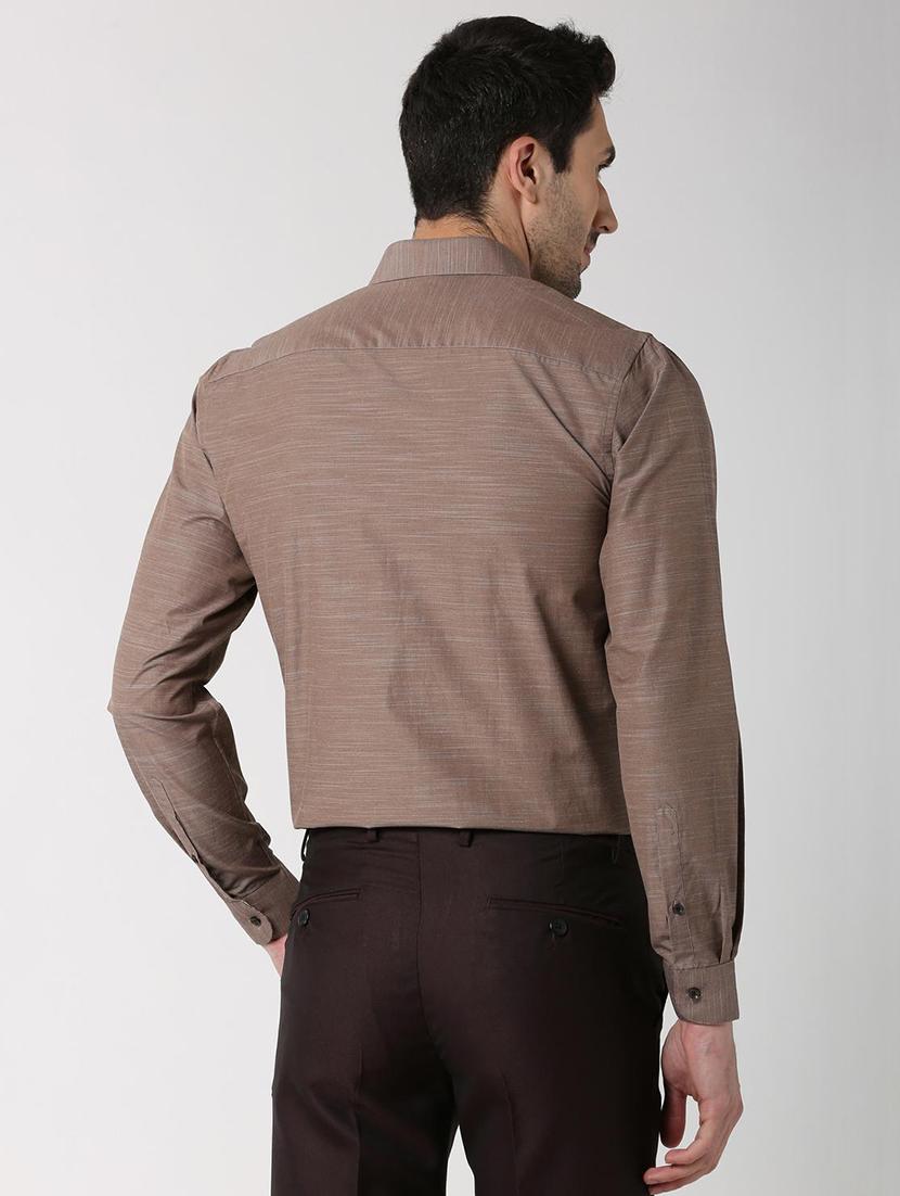 brown solid formal shirt - 16107784 - Zoom Image - 3