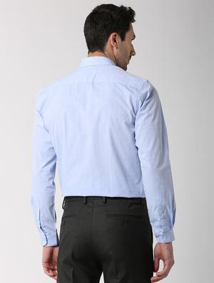 blue self design formal shirt - 16107790 - Standard Image - 3
