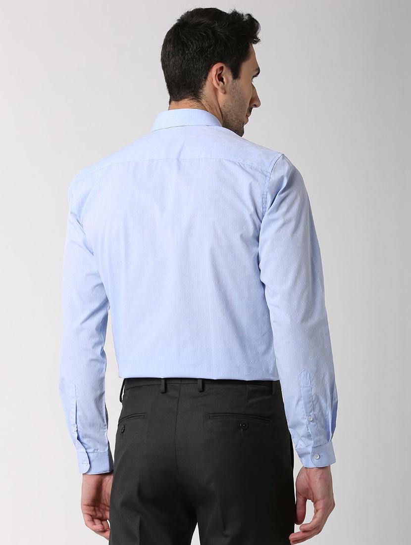 blue self design formal shirt - 16107790 - Zoom Image - 3