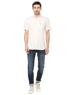 beige solid casual shirt - 16107818 - Standard Image - 3
