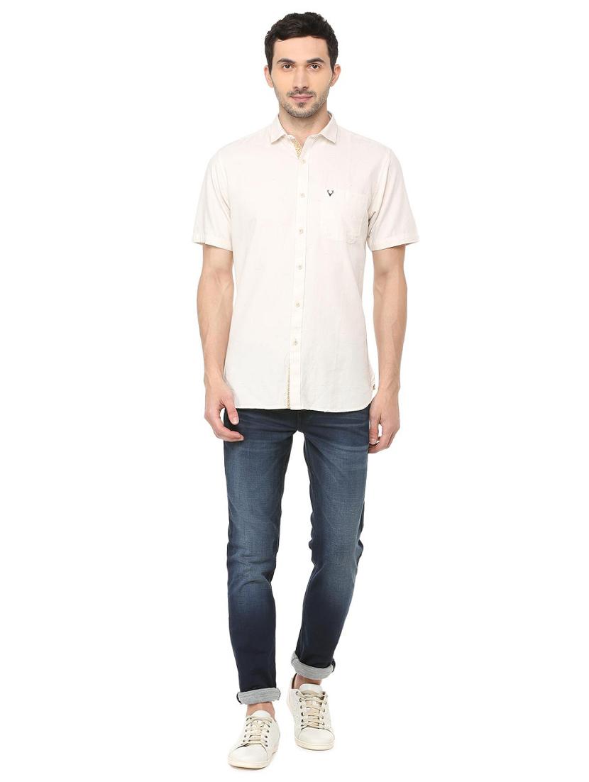 beige solid casual shirt - 16107818 - Zoom Image - 3