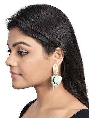 green metal drop earring - 16108203 - Standard Image - 3