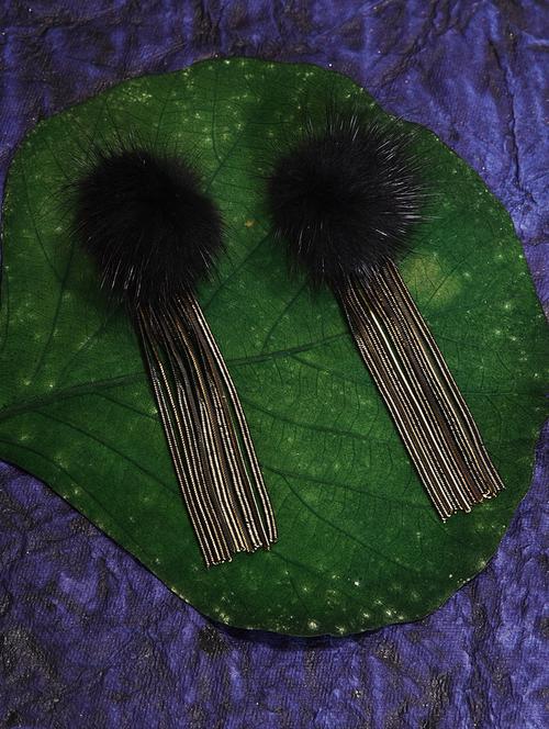 black metal drop earring - 16108214 - Standard Image - 1