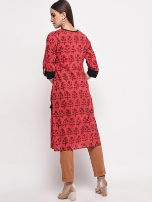 Printed straight kurta with tassels - 16108293 - Standard Image - 3