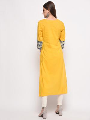contrast straight kurta - 16108300 - Standard Image - 3