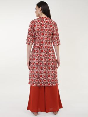 dabu floral straight kurta - 16108662 - Standard Image - 3
