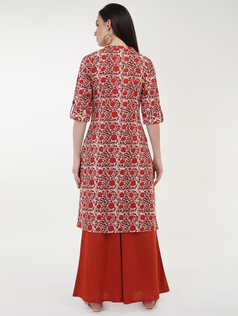 dabu floral straight kurta - 16108662 - Zoom Image - 3
