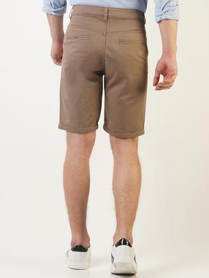 brown solid shorts - 16108793 - Standard Image - 3