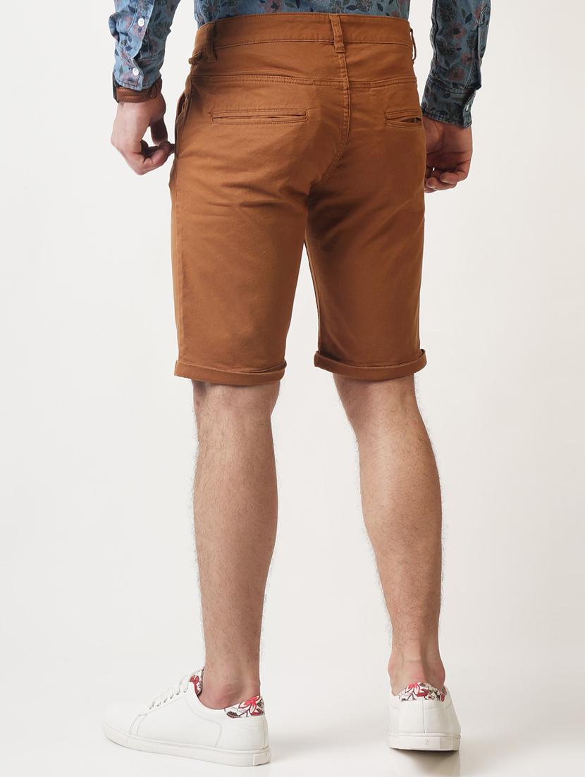 brown solid shorts - 16108794 - Zoom Image - 3