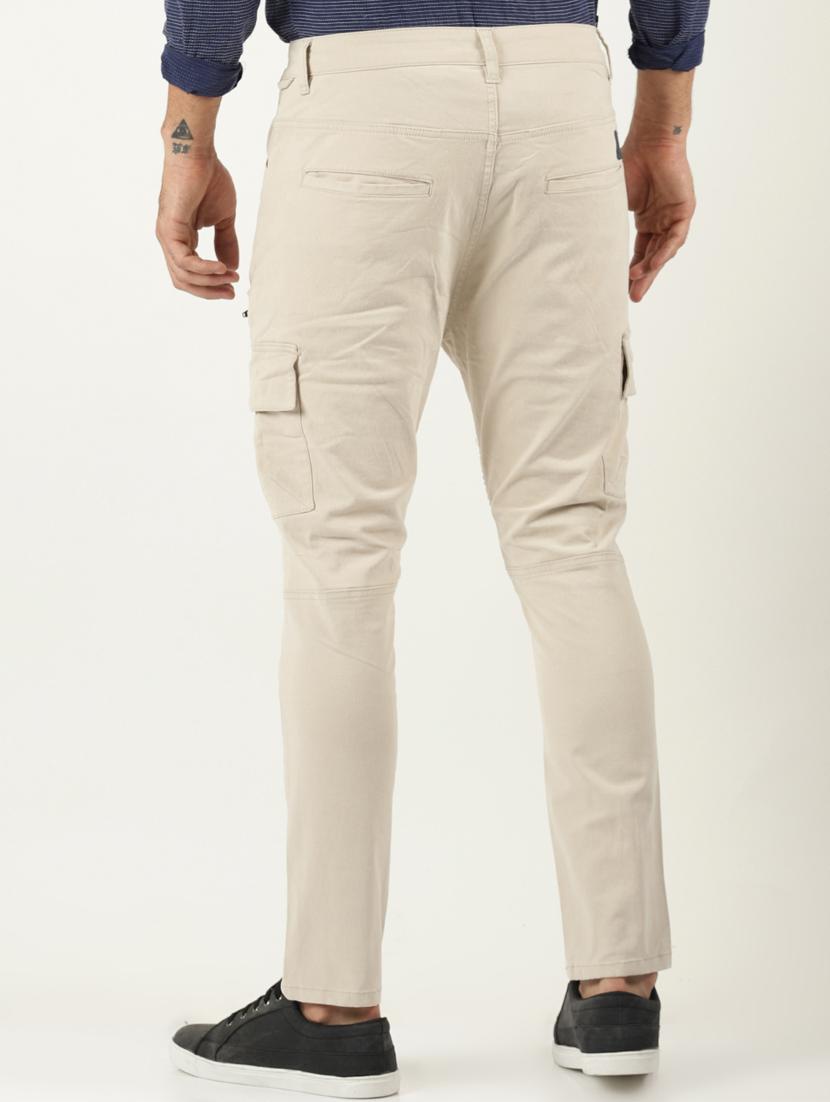 beige solid cargos - 16108808 - Zoom Image - 3