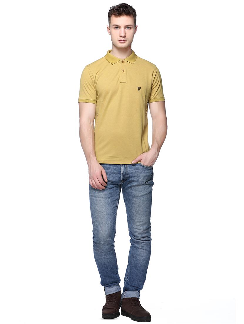 yellow solid polo t-shirt - 16109037 - Zoom Image - 3