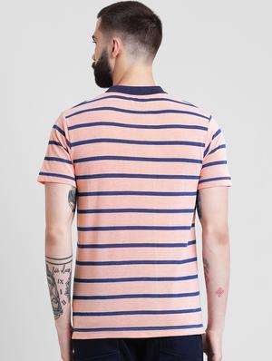 peach striped polo t-shirt - 16109653 - Standard Image - 3