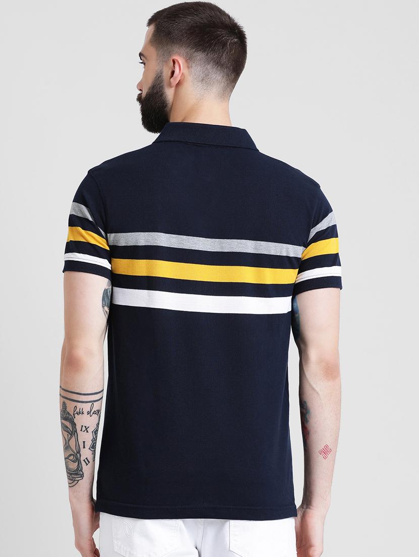 navy blue striped polo t-shirt - 16109682 - Zoom Image - 3