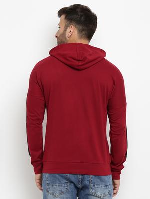 maroon solid hooded tshirt - 16109802 - Standard Image - 3