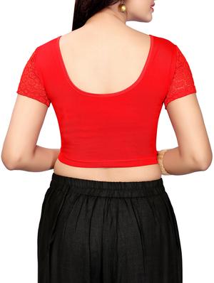 red cotton solid blouse - 16110580 - Standard Image - 3