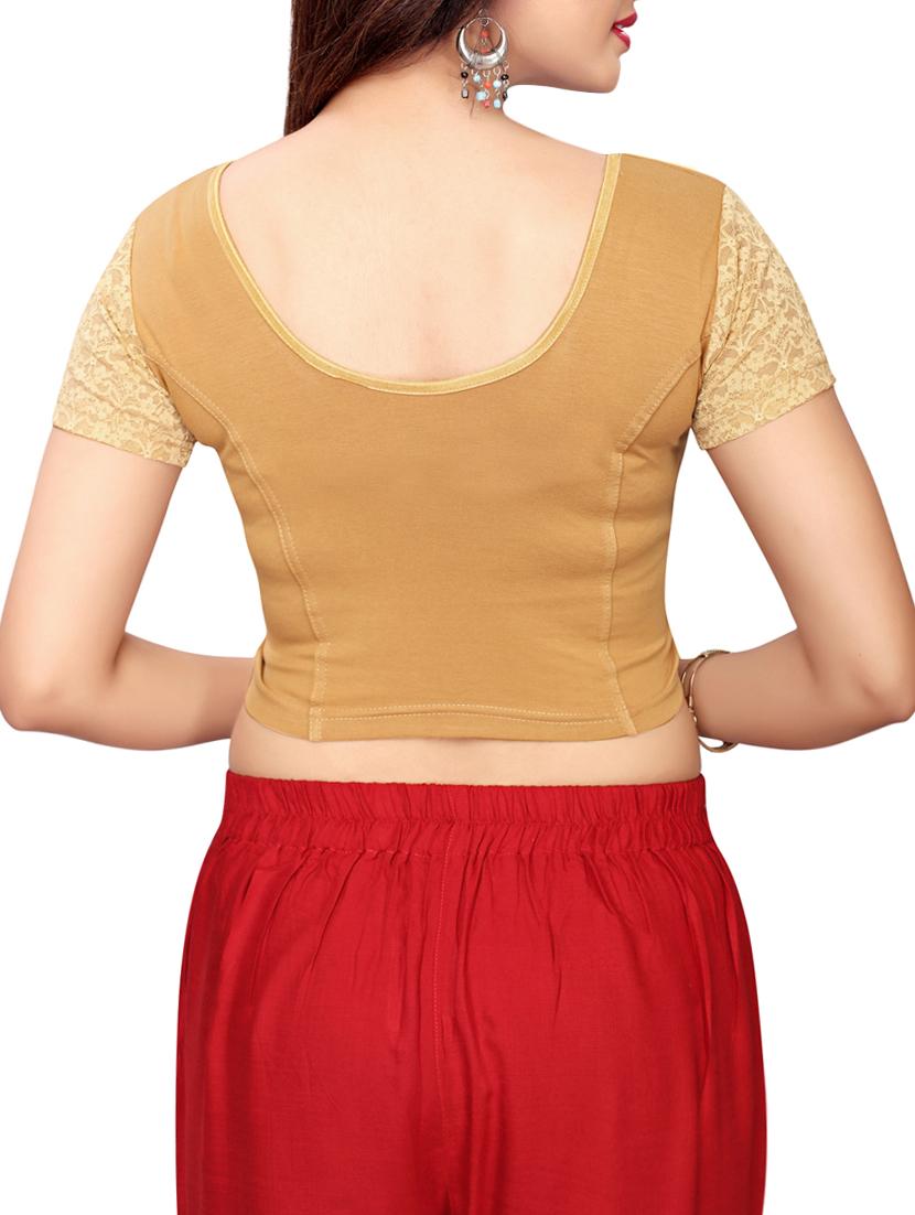 beige cotton solid blouse - 16110581 - Zoom Image - 3