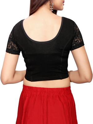 black cotton solid blouse - 16110582 - Standard Image - 3