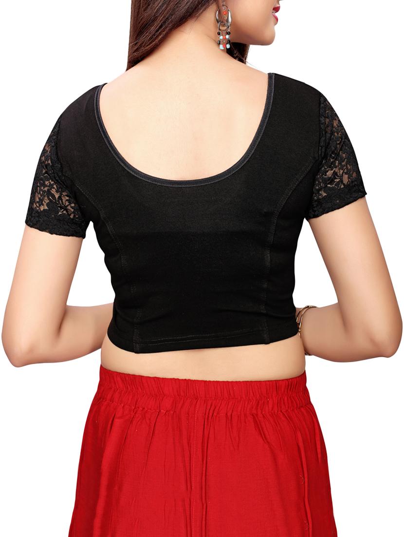 black cotton solid blouse - 16110582 - Zoom Image - 3